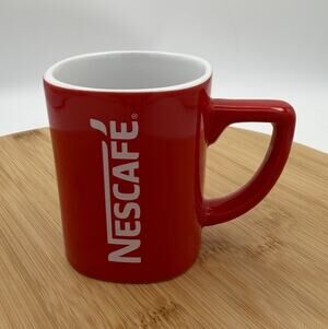 NESCAFE Coffee Mug Cup Red Collectible Square Advertising Promotional 11 oz.